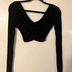 Charlotte Rusee Black Long Sleeve Crop Top